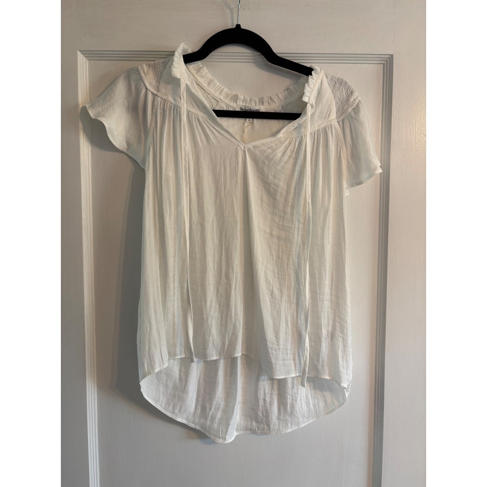 NWT Nordstrom Heartloom White Short-Sleeve Blouse Size Small